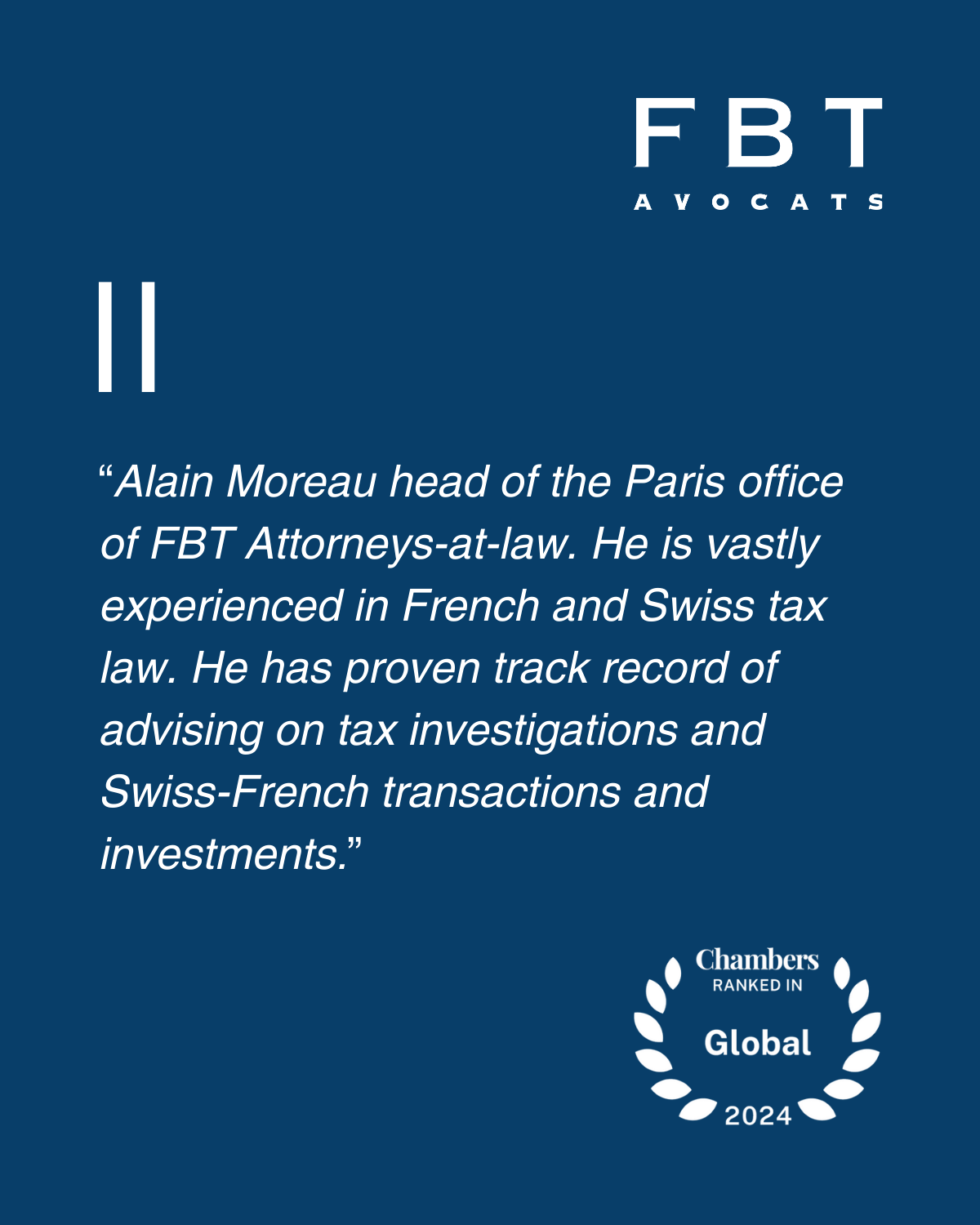 Alain Moreau FBT Chambers Global 2024